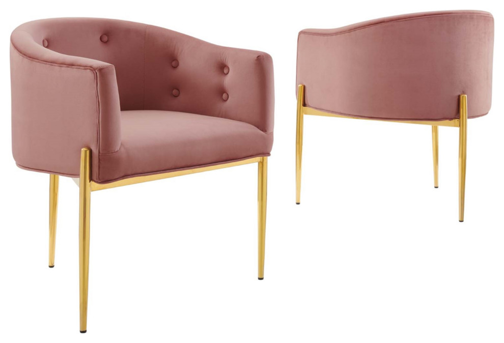 Savour Tufted Performance Velvet Accent Chairs, Set of 2 Dusty Rose