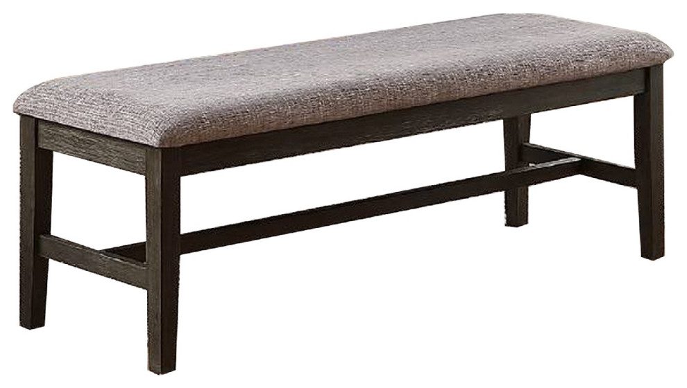 Benzara BM266489 Dining Bench With Fabric Upholstery and Cushioned Seat, Brown