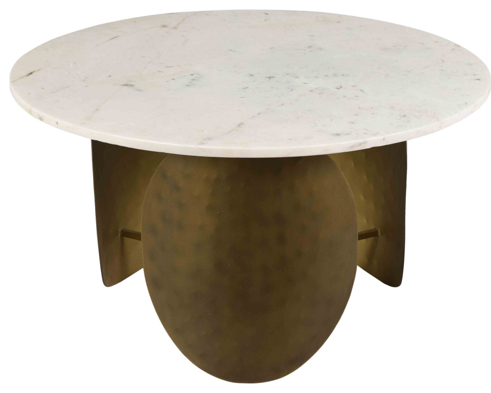 Indio White Marble Cocktail Table Contemporary Coffee Tables by