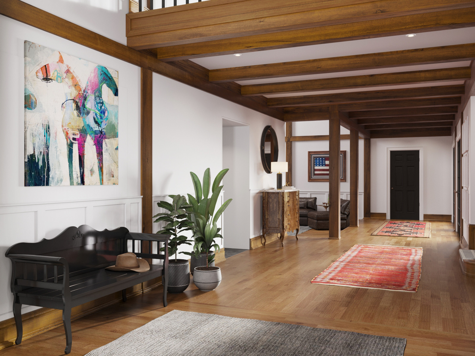 Apex NC  Farmhouse - Foyer Rendering