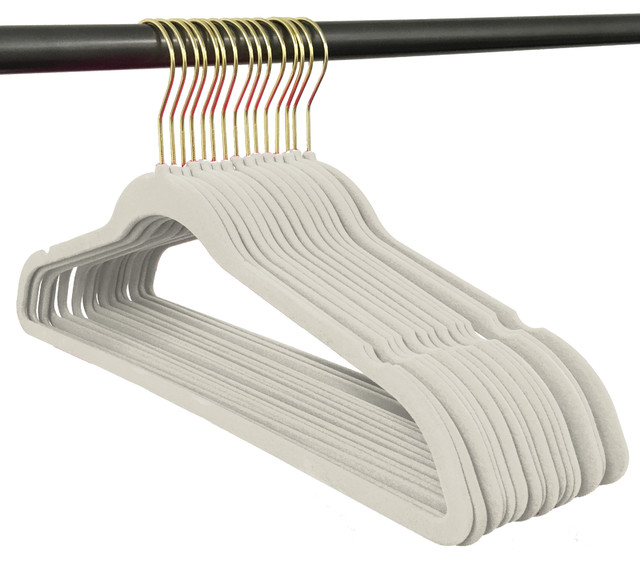 Closet Complete Gold Hook Velvet Hangers, 150 Pack Modern Clothes