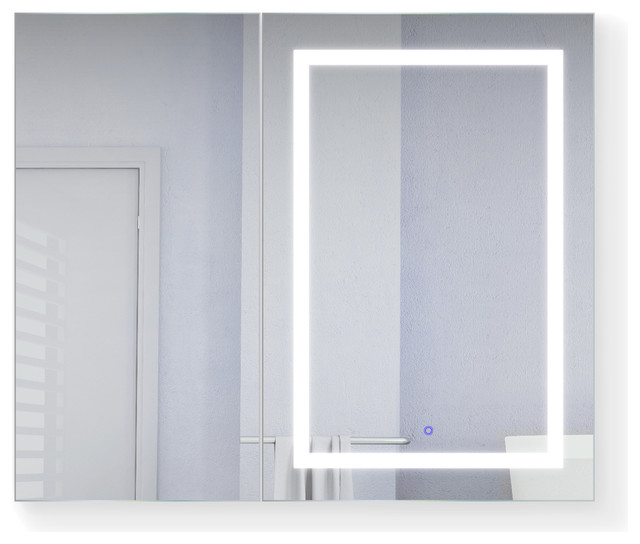 42 X36 Led Medicine Cabinet Dimmer Defog Makeup Mirror And Usb Modern Cabinets By Krugg Reflections Houzz 42 X36 Led Medicine Cabinet Dimmer, Lighted Medicine Cabinet With Defogger