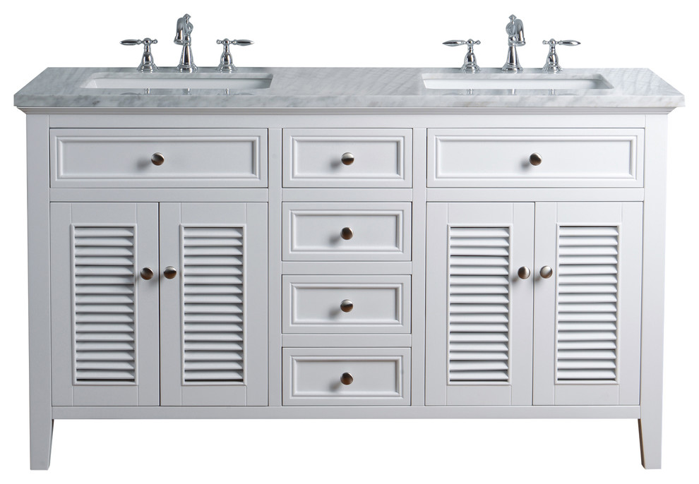 Stufurhome Genevieve Bathroom Vanity, 60" Double Sink Beach Style