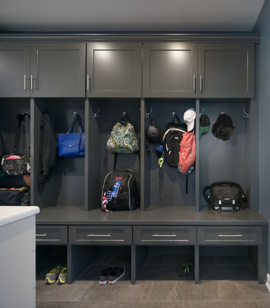 Photo of a traditional mudroom in Orange County.