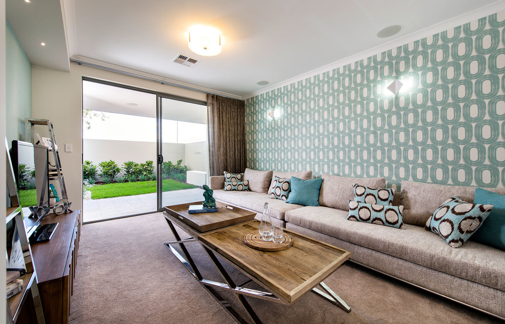 This is an example of a transitional living room in Perth.
