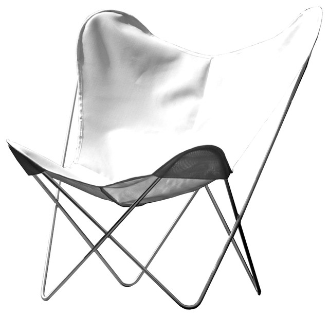 Outdoor Hardoy Leather Butterfly Chair, White