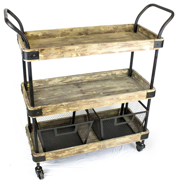 Sagebrook Home 3Tier Bar Cart, Black Bar Carts Houzz