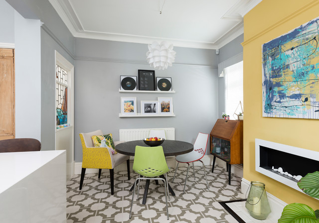 Dark Grey Handle-less Kitchen eclectic-dining-room