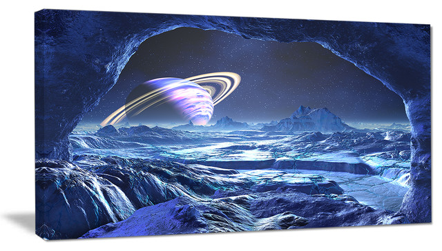Electric Blue Alien World Landscape Canvas Art Print Contemporary Prints And Posters By Design Art Usa