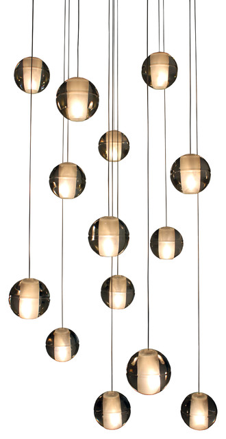 Lightupmyhome Orion 14 Light Floating Glass Globe Led Chandelier Chrome Contemporary Chandeliers By Light Up My Home