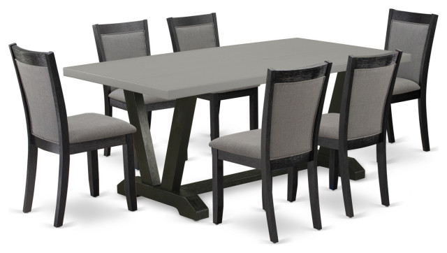 V697Mz650-7 7-Piece Dining Set, Rectangular Table and 6 Parson Chairs