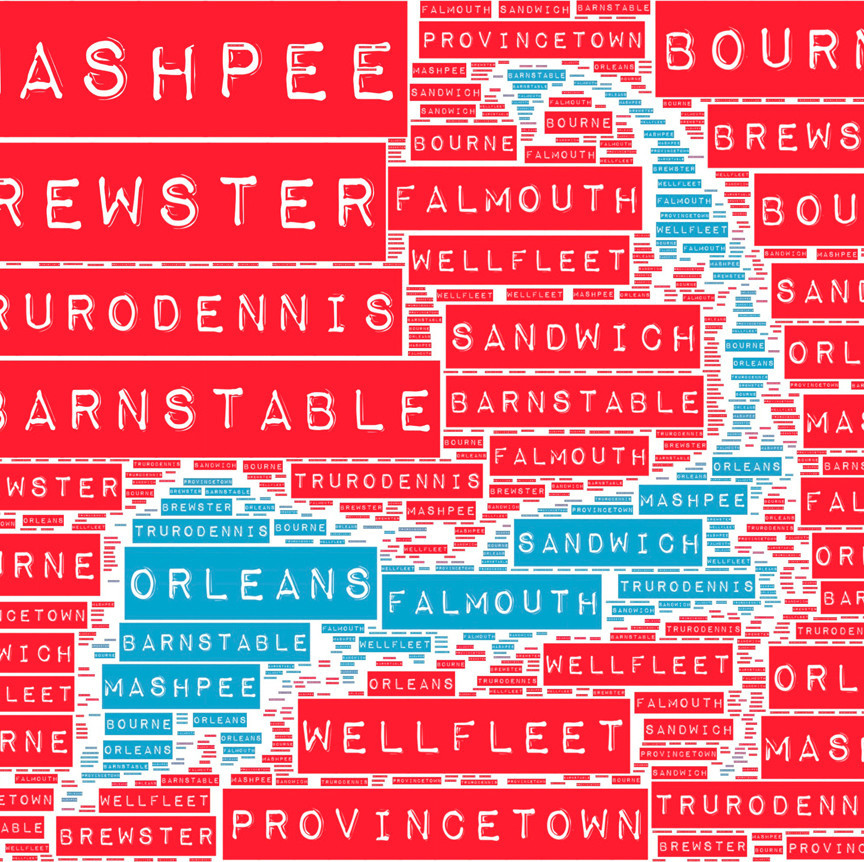 Canvas, Towns of Cape Cod by Brandi Fitzgerald, 18"x18 Contemporary