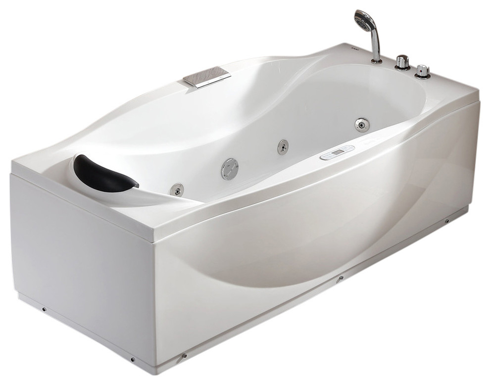 EAGO 6 ft Right Drain Acrylic White Whirlpool Bathtub With ...