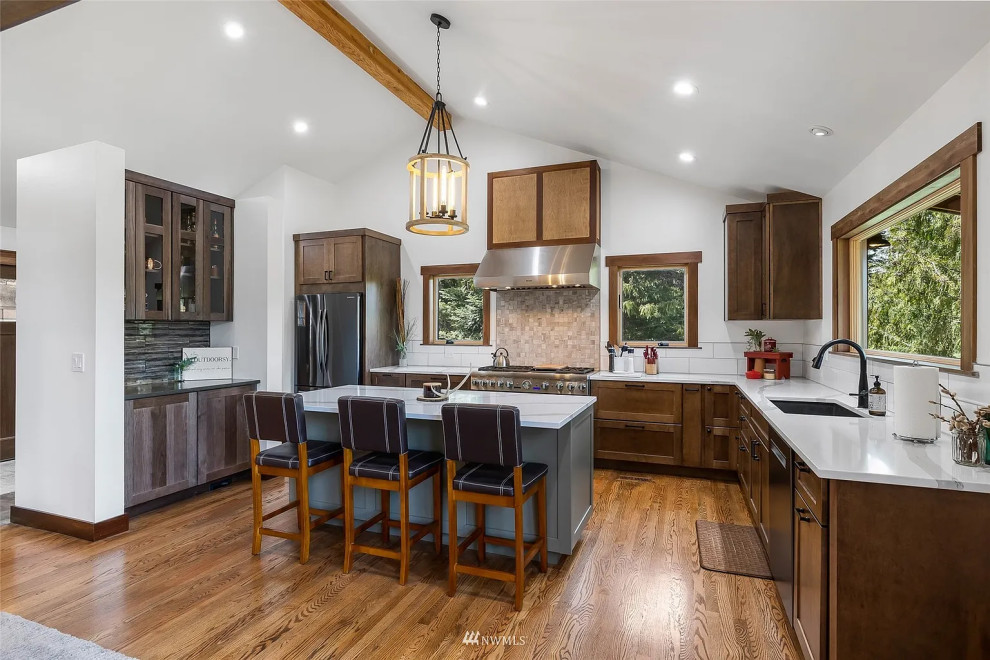 Example of a mountain style kitchen design in Seattle