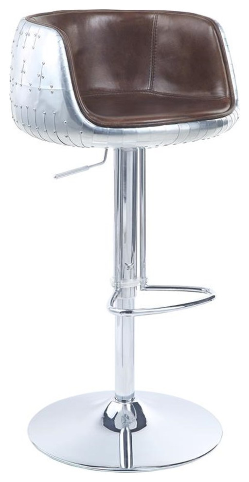 Bowery Hill Adjustable Stool with Swivel in Vintage Brown Top Grain
