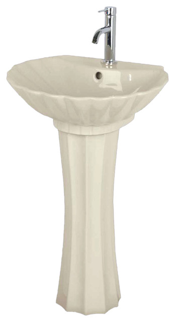 Bathroom Pedestal Sink Bone Porcelain Single Hole Shell