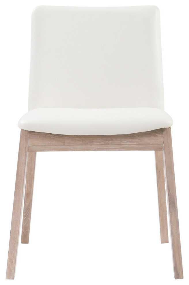 21 Inch Oak Dining Chair White (Set Of 2) White MidCentury Modern