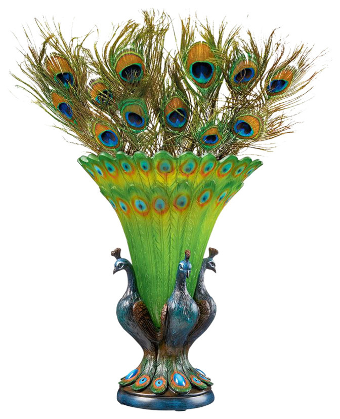 Grand Plumage Peacock Sculptural Vase