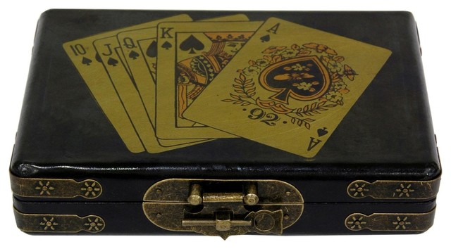 Cards Set Box in Black Lacquer Finish