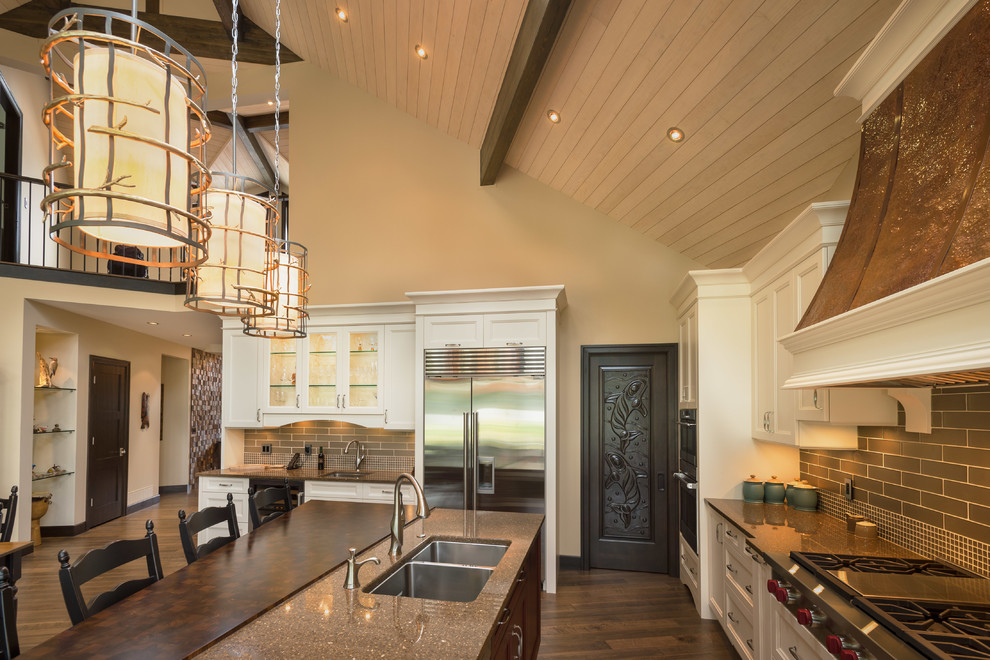 Open Concept Kitchen With Vaulted Ceilings Rustic