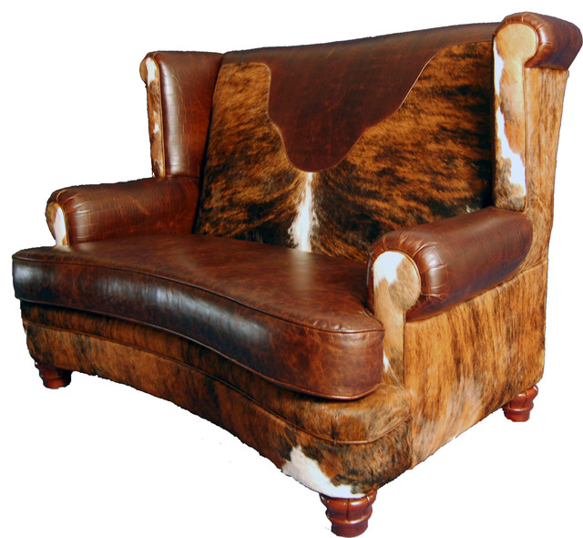 Luckenbach Curved Front Loveseat, Leather Love Seats