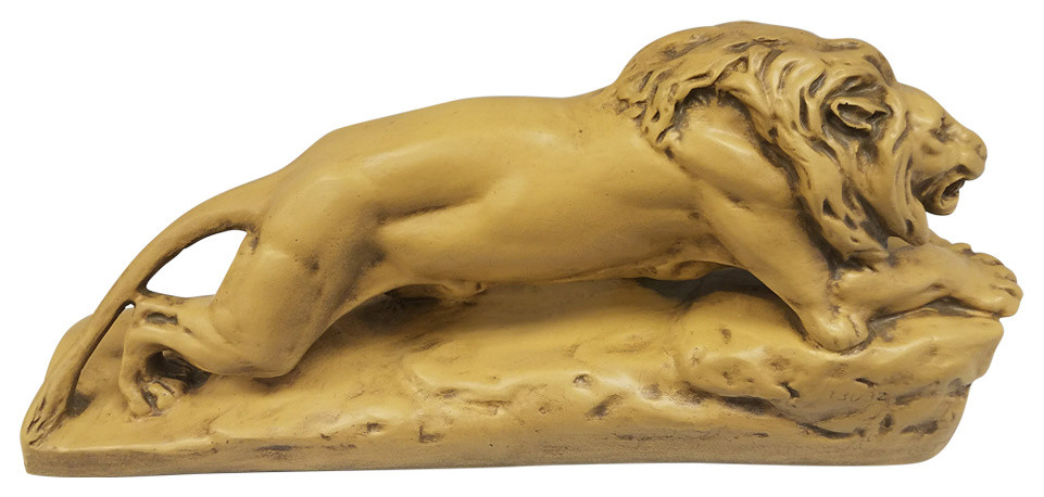 The General Fearless Lion Sculpture Statue Bronze Finish Traditional Decorative Objects And Figurines By Xoticbrands Home Decor Houzz