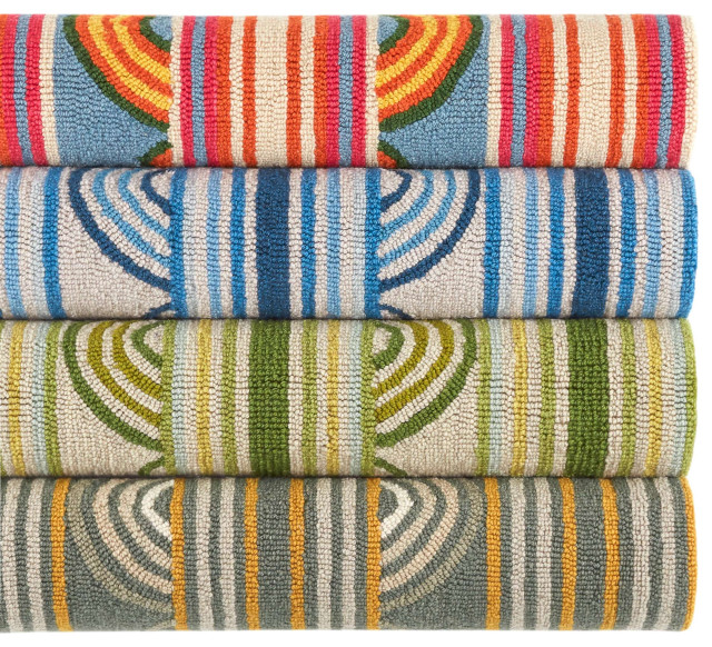 Button Area Rug Button Blue Hand Micro Hooked Wool Rug, 3x5 - Contemporary - Area Rugs ...