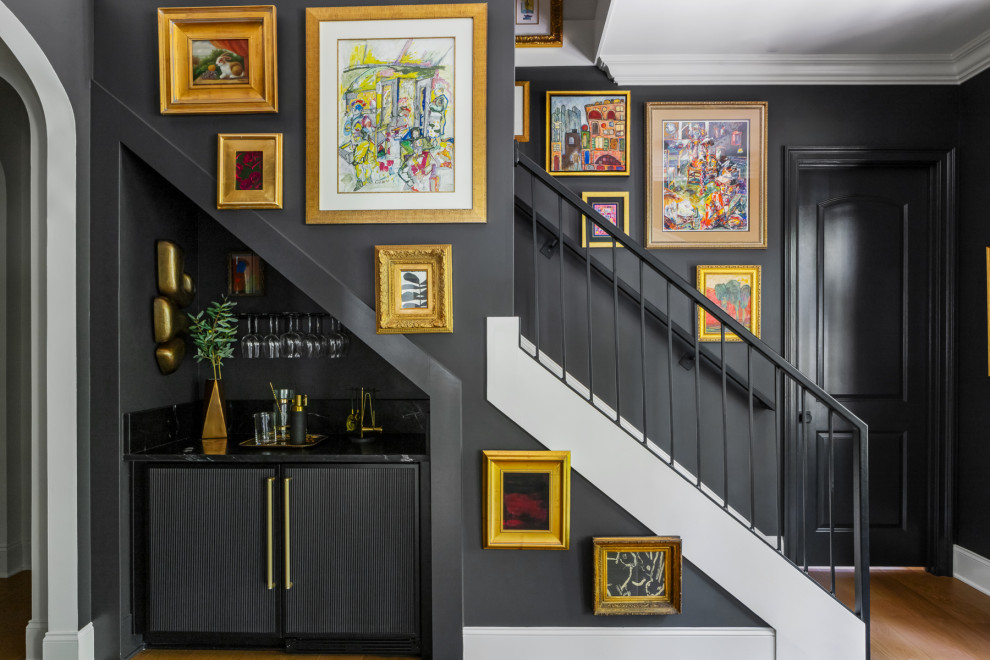 Example of a transitional staircase design in Raleigh