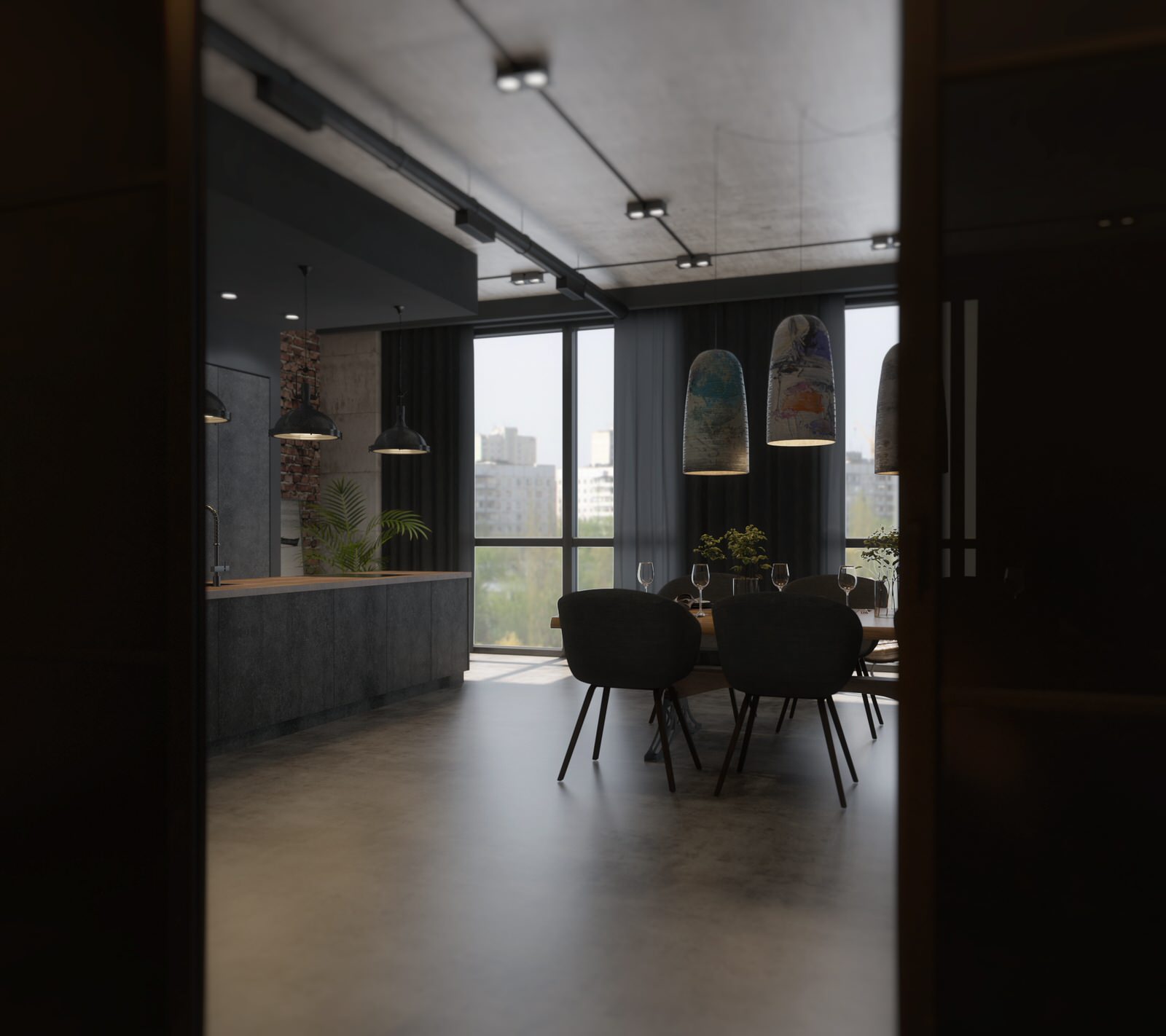 Легкий индустриальный лофт интерьер в «трешке».