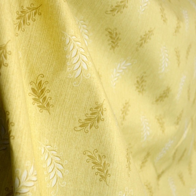 Heather Floral Yellow Gold Cotton Drapery Fabric