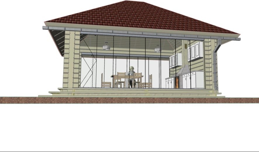 Беседка из бруса с раздвижным остеклением Lumon