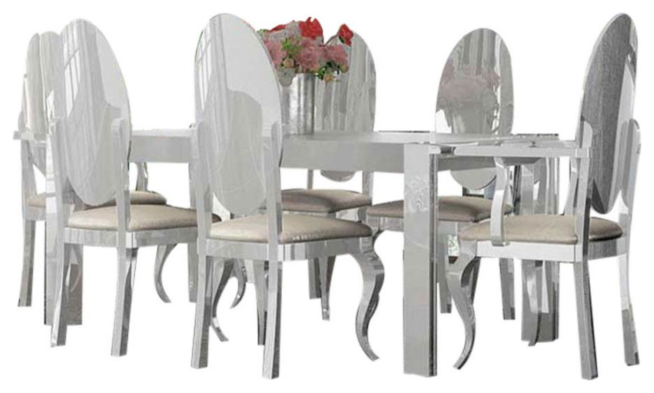 Carmen Modern 7Piece Dining Room Set, White Contemporary Dining