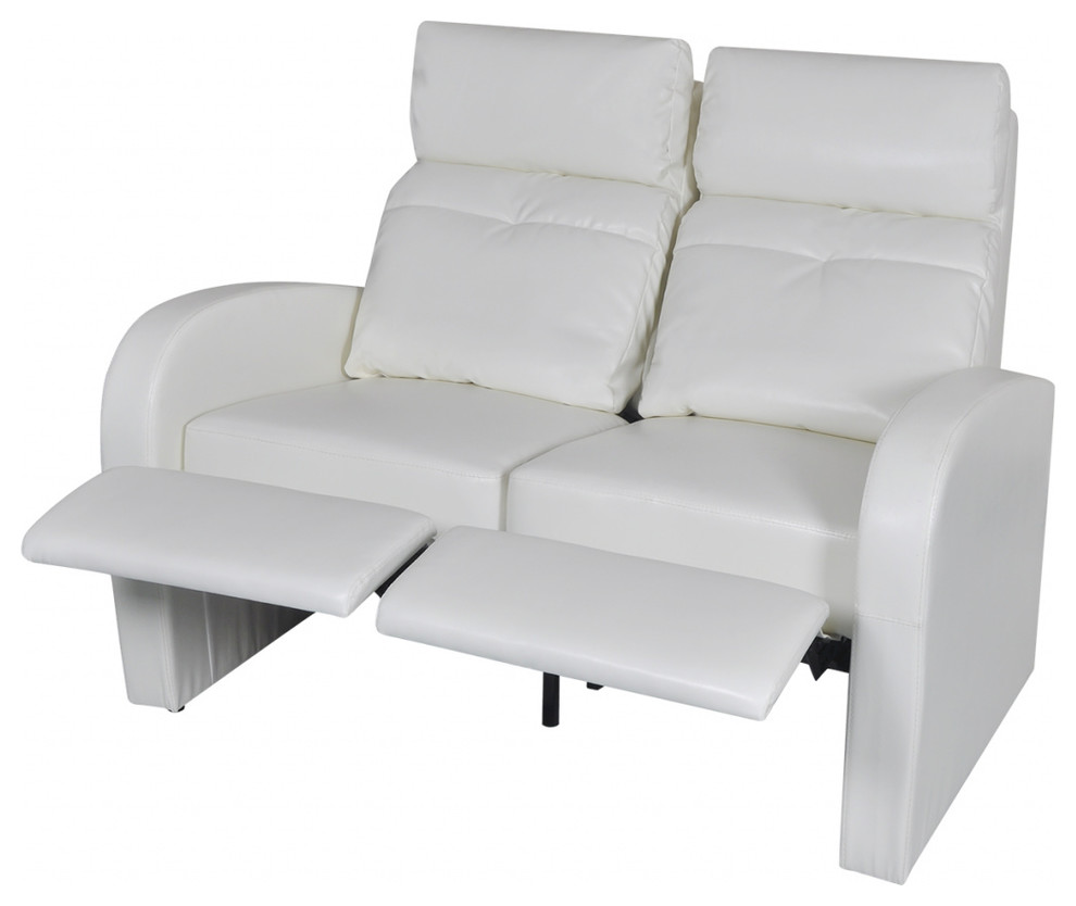 Home Cinema Recliner Reclining Sofa 2 Seat White Transitional Home Cinema Recliner Reclining Sofa 2