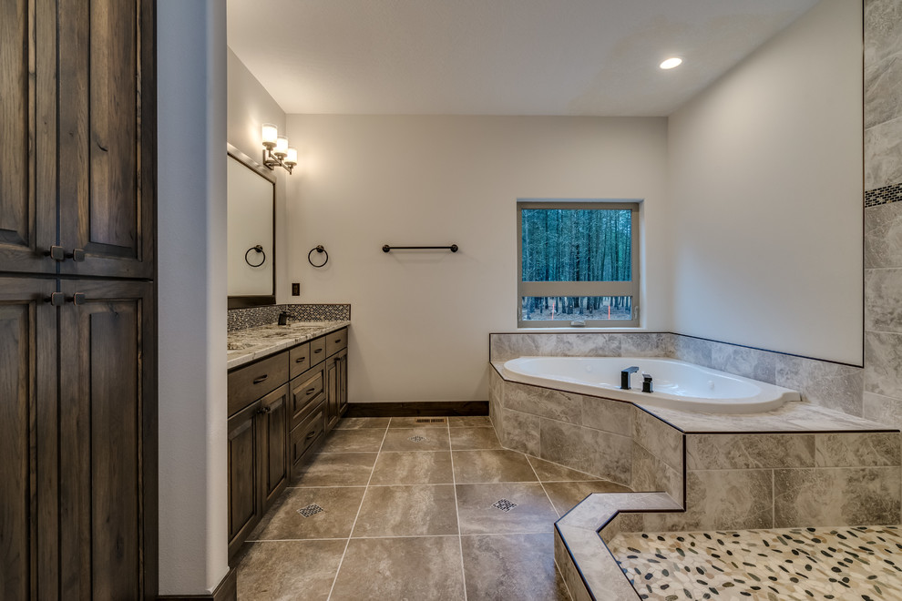 Bathroom - large rustic bathroom idea