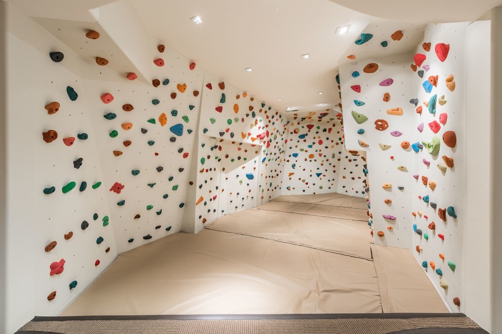 Inspiration for a contemporary home climbing wall in Atlanta with white walls.