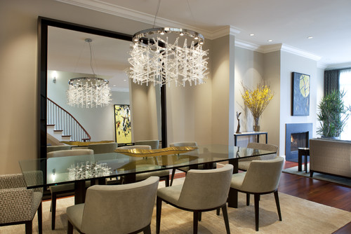 Dining Room Interior With Huge Mirror