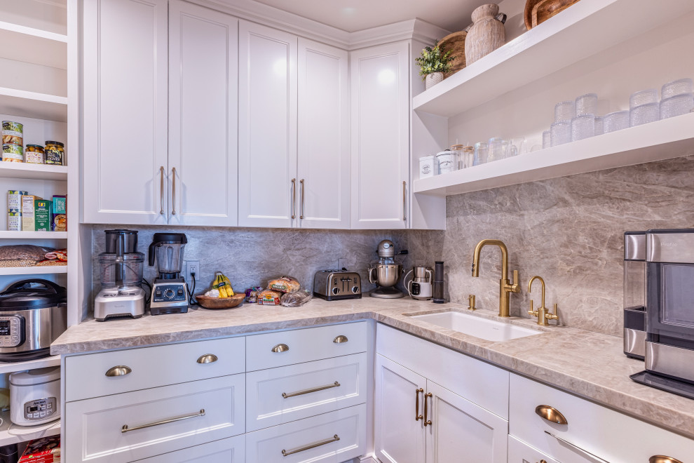 Butler's Pantry and Coffee Bar with Custom Cabinetry | Tuscan Farmhouse