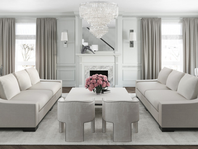 White Classic Design Projects moderno-salon