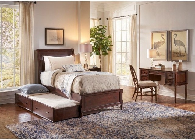 Avignon Twin Panel Bed With Trundle Bed Asian Bedroom