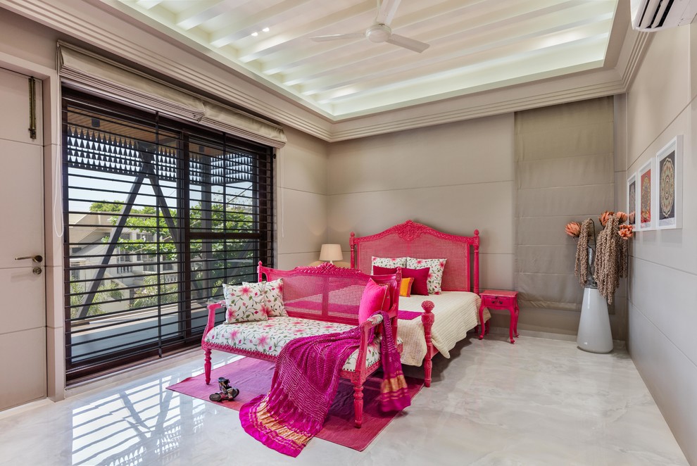 Photo of a tropical bedroom in Ahmedabad.