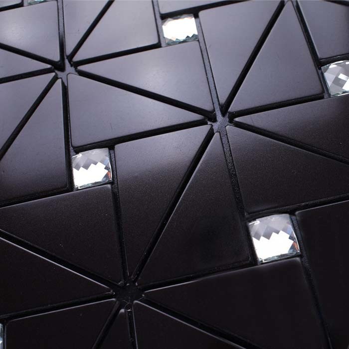 Metallic Tile Kitchen Backsplash Wall Tiles Diamond Crystal Glass Mosaic Black