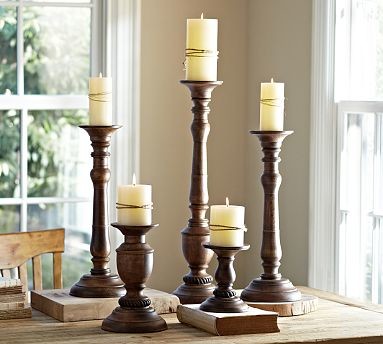 Oxford Wood Pillar Candle Holder, Extra-Large - Traditional ...