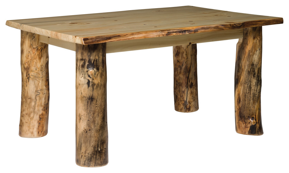 Rustic Kitchen Table in Aspen Log, 42 X 60