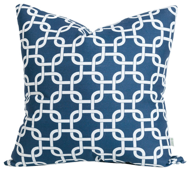 Outdoor Navy Blue Links Large Pillow