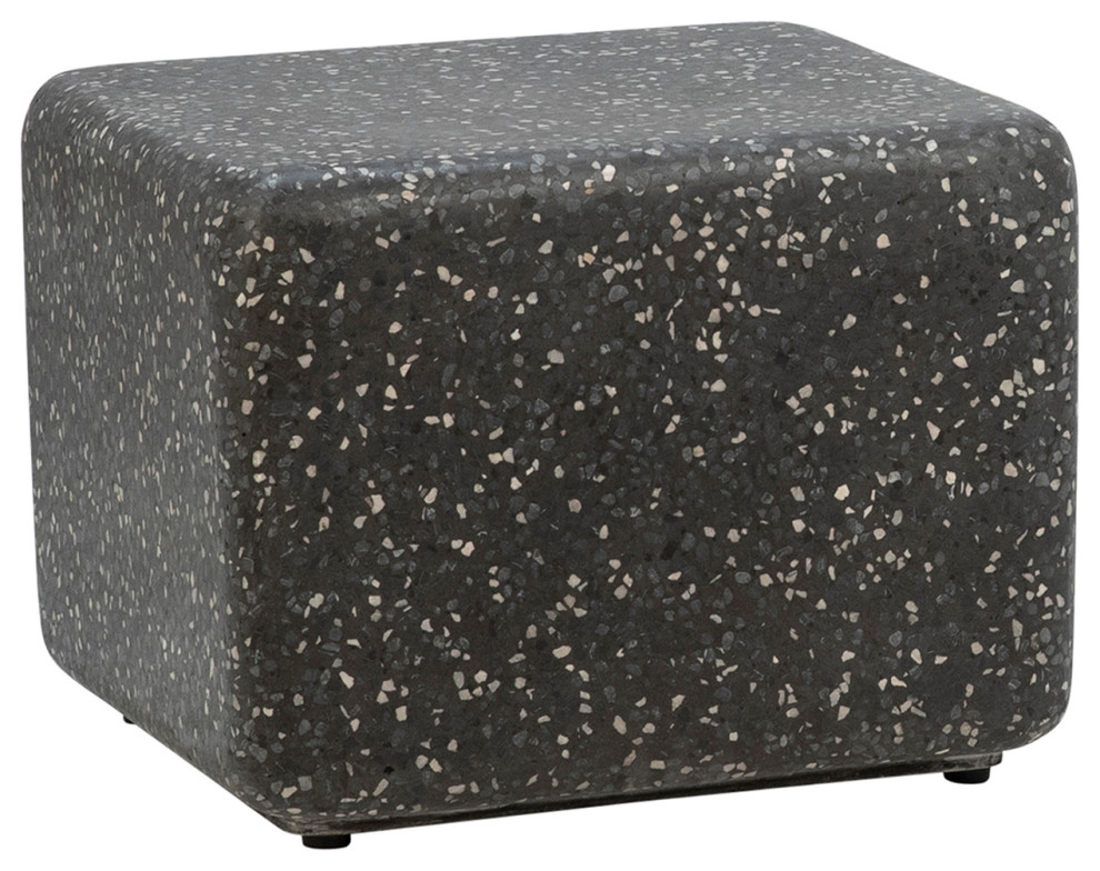 Black Terrazzo Cube Side Table Contemporary Outdoor Side Tables