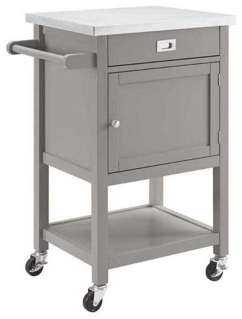 Linon Sydney Wood Steel Top Kitchen Cart In Gray Contemporary Islands And Carts By Home Decor Products Houzz - Linon Home Decor Kitchen Cart Linon Sydney Wood Steel Top Kitchen Cart In Gray Contemporary Islands And Carts By Home Decor Products Houzz - Linon Home Decor Kitchen Cart