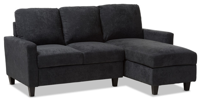 Grayson Modern Dark Gray Fabric Upholstered Reversible Sectional Sofa