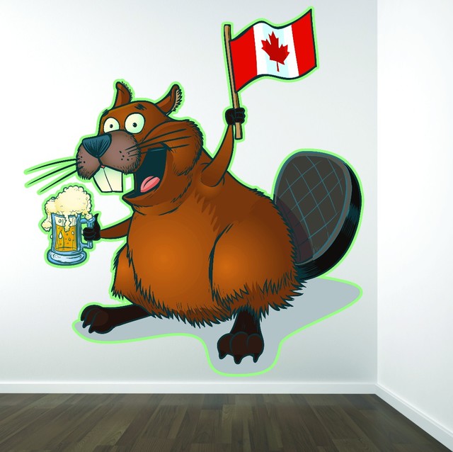Decal, Canadian Beaver Canada Flag, 30x50" Contemporary Wall Decals