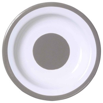 Enamel Plate, White And Gray