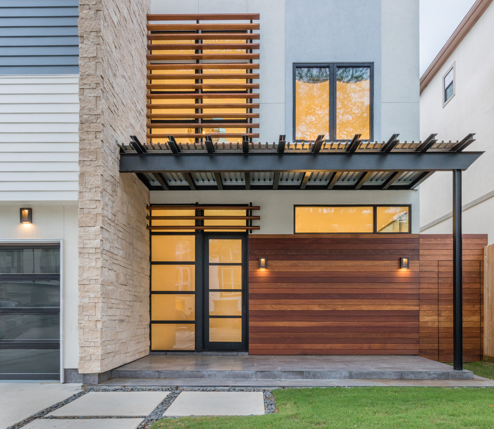 Contemporary front door in Houston with a single front door and a glass front door.